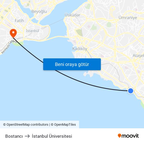 Bostancı to İstanbul Üniversitesi map
