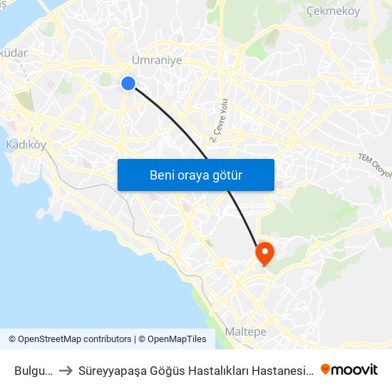 Bulgurlu to Süreyyapaşa Göğüs Hastalıkları Hastanesi D Blok map