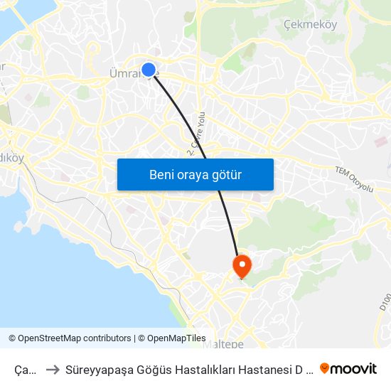 Çarşı to Süreyyapaşa Göğüs Hastalıkları Hastanesi D Blok map