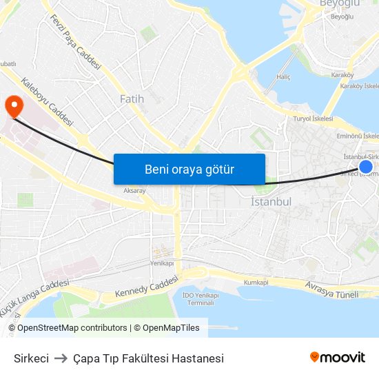 Sirkeci to Çapa Tıp Fakültesi Hastanesi map