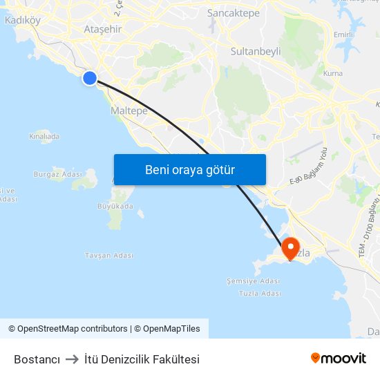 Bostancı to İtü Denizcilik Fakültesi map