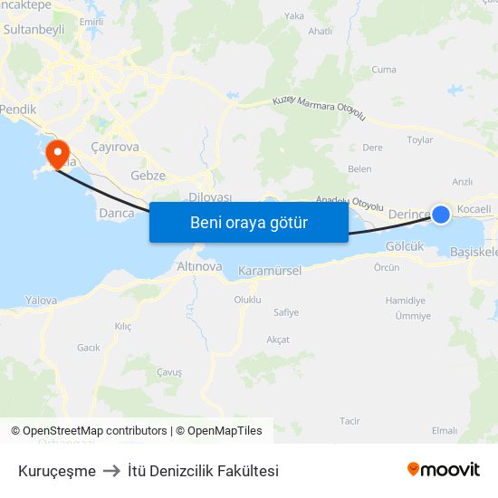 Kuruçeşme to İtü Denizcilik Fakültesi map