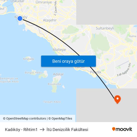 Kadıköy - Rihtim1 to İtü Denizcilik Fakültesi map