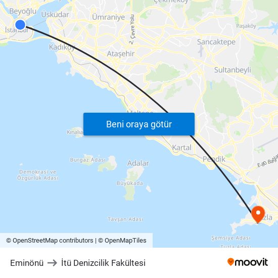 Eminönü to İtü Denizcilik Fakültesi map