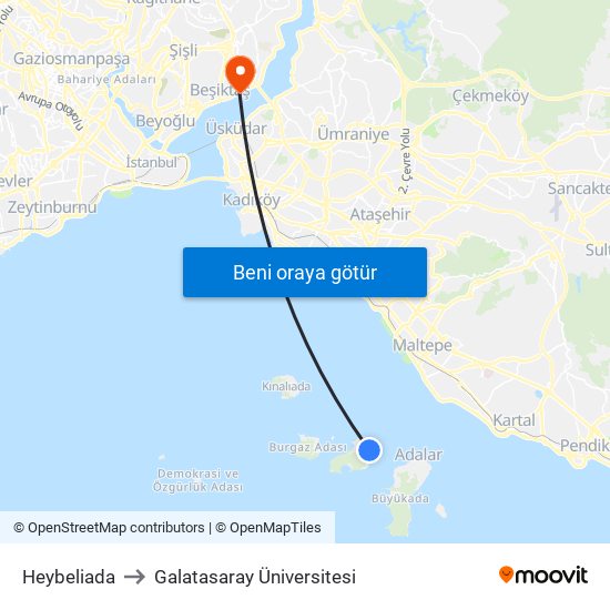 Heybeliada to Galatasaray Üniversitesi map