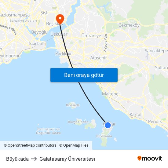 Büyükada to Galatasaray Üniversitesi map