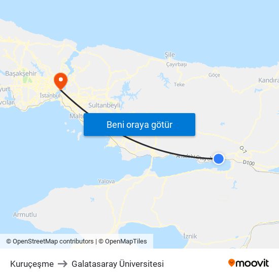 Kuruçeşme to Galatasaray Üniversitesi map