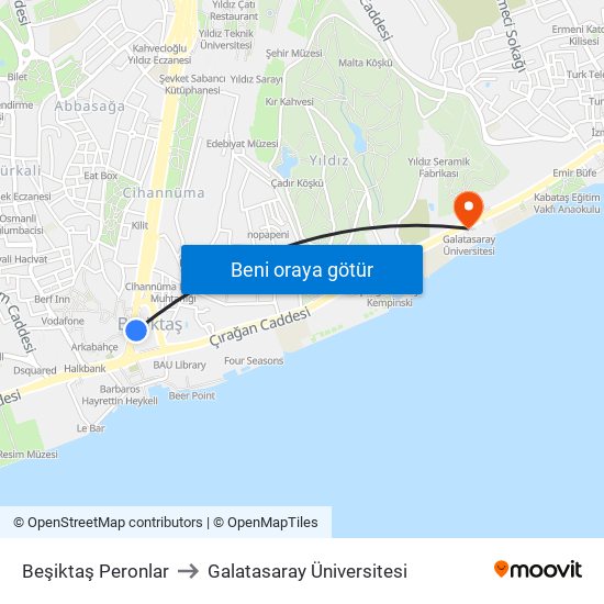 Beşiktaş Peronlar to Galatasaray Üniversitesi map