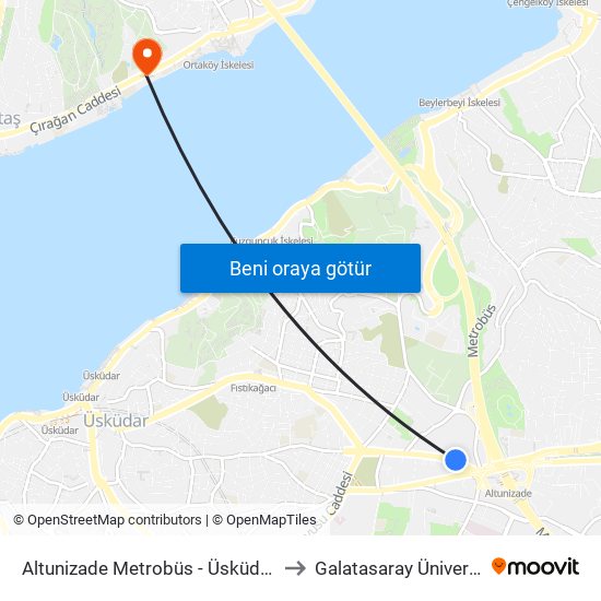 Altunizade Metrobüs - Üsküdar Yönü to Galatasaray Üniversitesi map