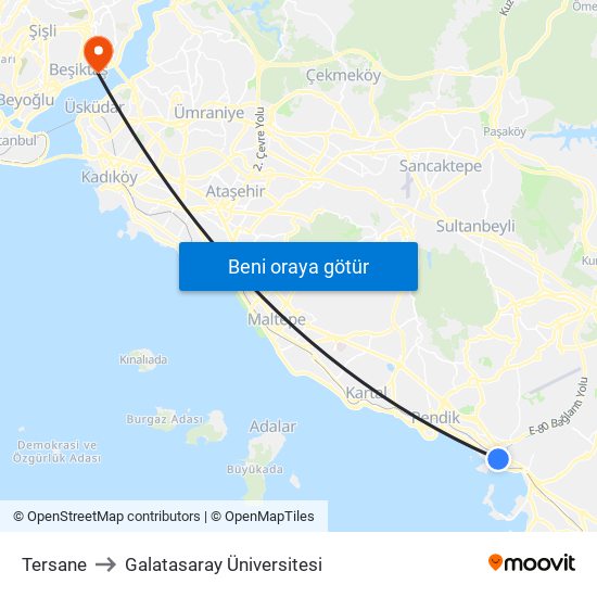 Tersane to Galatasaray Üniversitesi map