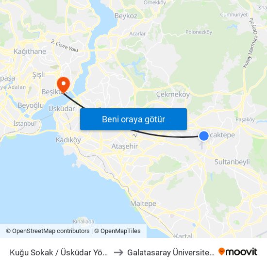 Kuğu Sokak / Üsküdar Yönü to Galatasaray Üniversitesi map