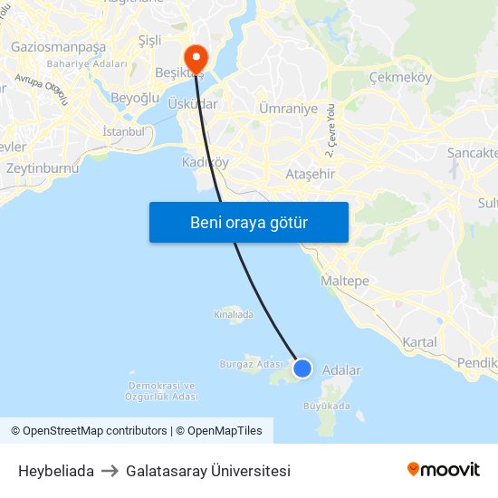 Heybeliada to Galatasaray Üniversitesi map
