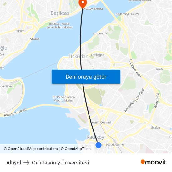 Altıyol to Galatasaray Üniversitesi map
