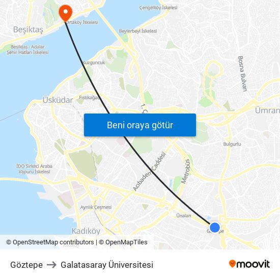 Göztepe to Galatasaray Üniversitesi map