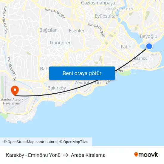 Karaköy - Eminönü Yönü to Araba Kiralama map