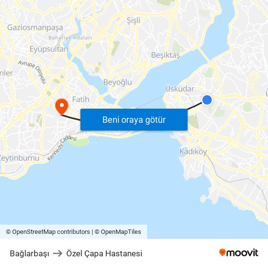 Bağlarbaşı to Özel Çapa Hastanesi map