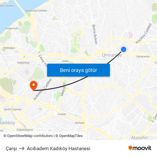 Çarşı to Acıbadem Kadıköy Hastanesi map