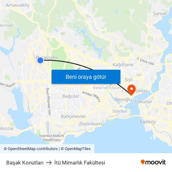 Başak Konutları to İtü Mimarlık Fakültesi map