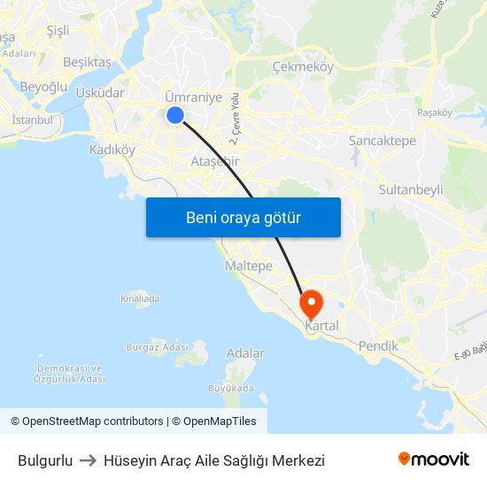 Bulgurlu to Hüseyin Araç Aile Sağlığı Merkezi map