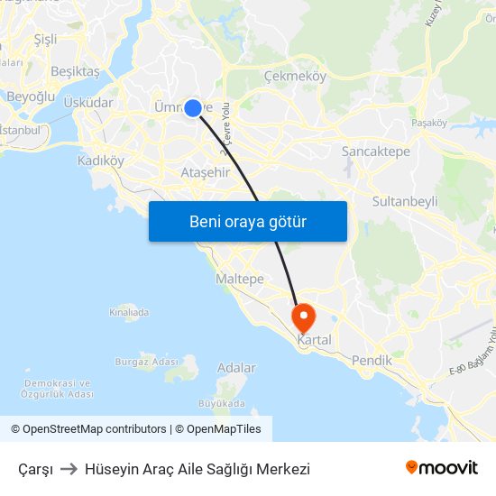 Çarşı to Hüseyin Araç Aile Sağlığı Merkezi map