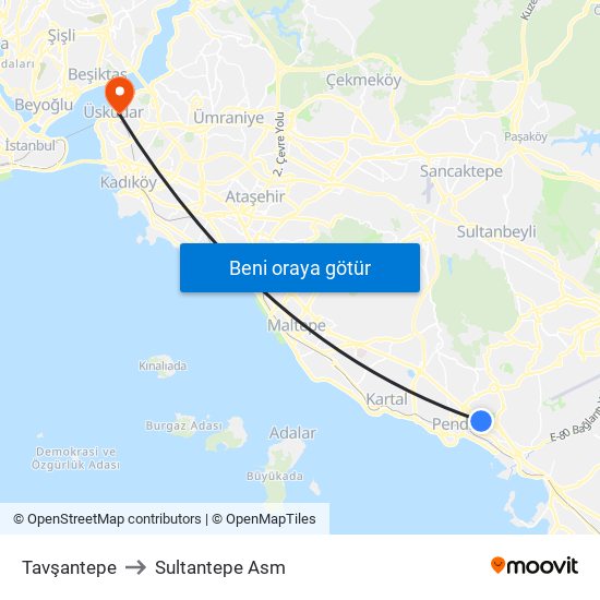Tavşantepe to Sultantepe Asm map