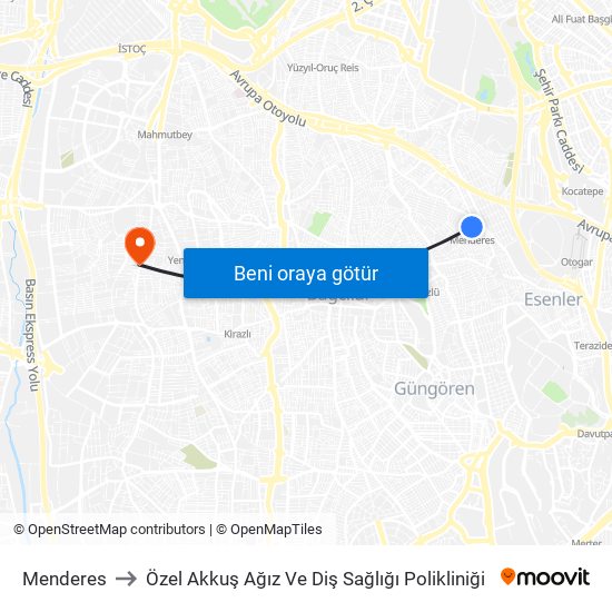 Menderes to Özel Akkuş Ağız Ve Diş Sağlığı Polikliniği map