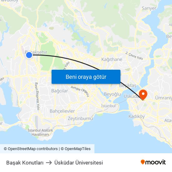 Başak Konutları to Üsküdar Üniversitesi map