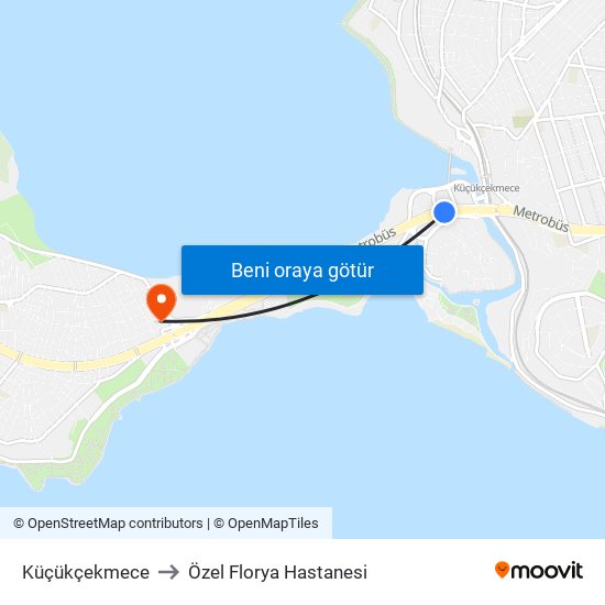 Küçükçekmece to Özel Florya Hastanesi map