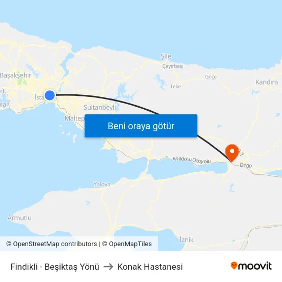 Fındıklı - Beşiktaş Yönü to Konak Hastanesi map