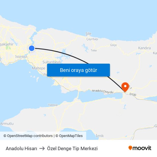 Anadolu Hisarı to Özel Denge Tip Merkezi map