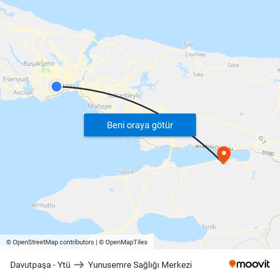 Davutpaşa - Ytü to Yunusemre Sağlığı Merkezi map