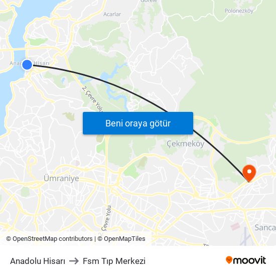 Anadolu Hisarı to Fsm Tıp Merkezi map