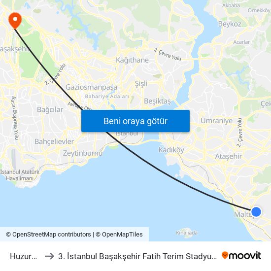 Huzurevi to 3. İstanbul Başakşehir Fatih Terim Stadyumu map