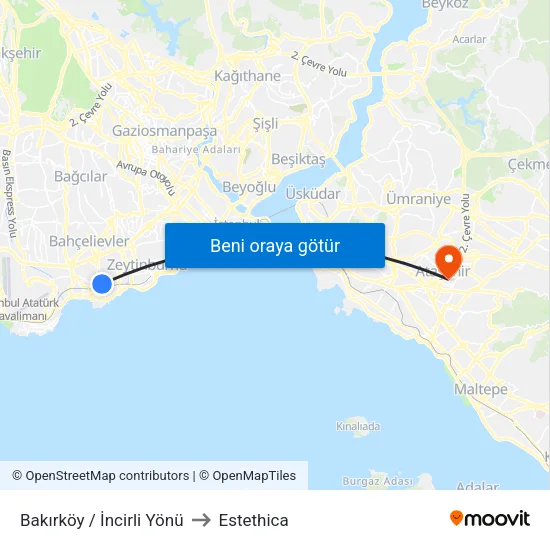 Bakırköy / İncirli Yönü to Estethica map