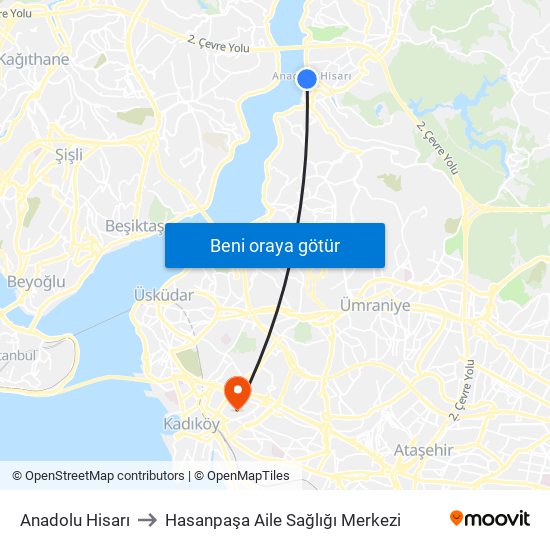 Anadolu Hisarı to Hasanpaşa Aile Sağlığı Merkezi map