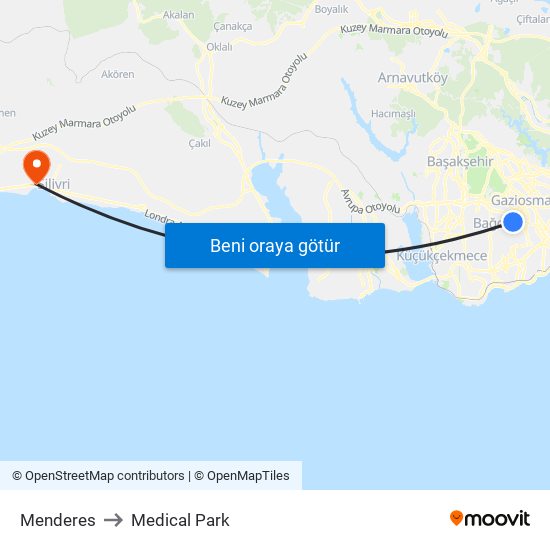 Menderes to Medical Park map