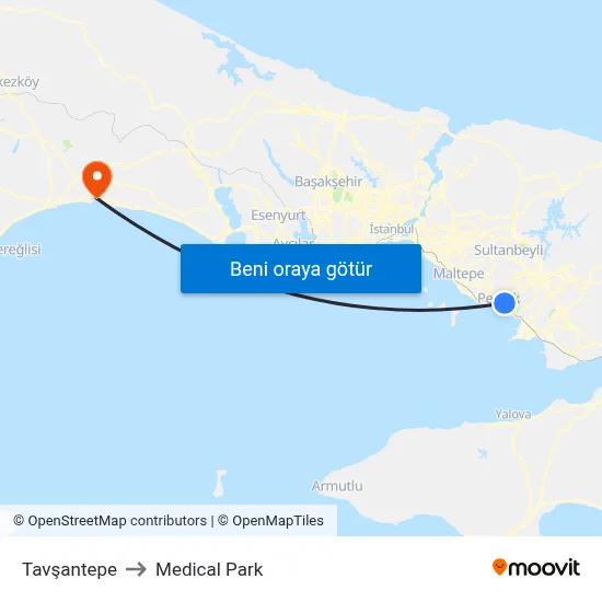 Tavşantepe to Medical Park map