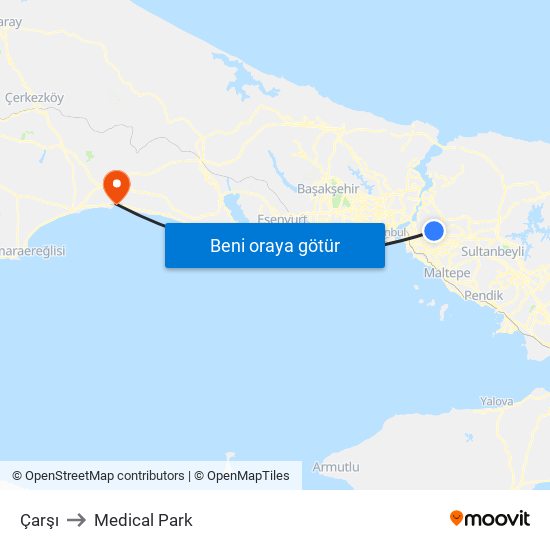 Çarşı to Medical Park map