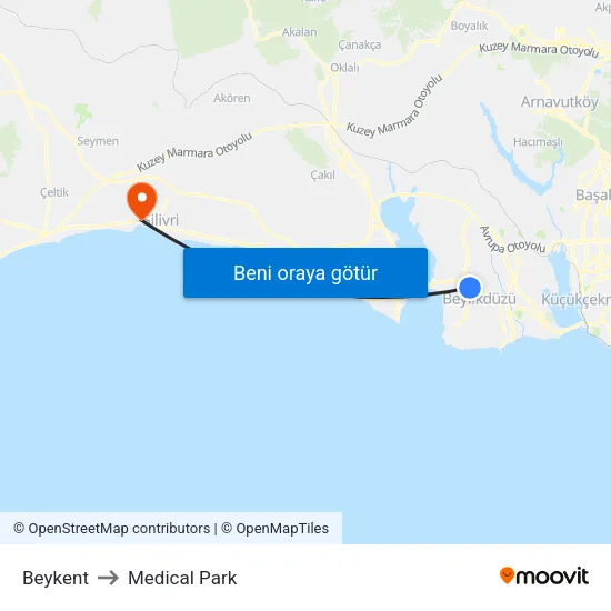 Beykent to Medical Park map