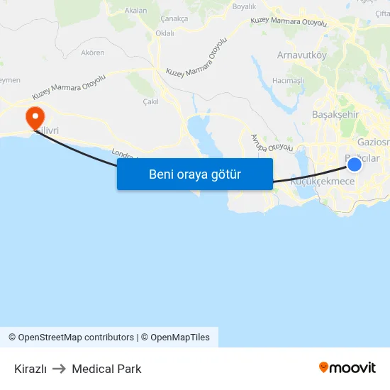 Kirazlı to Medical Park map