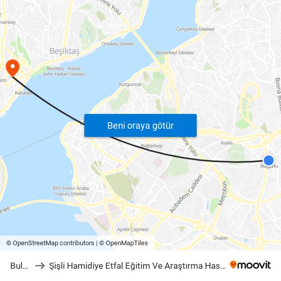 Bulgurlu to Şişli Hamidiye Etfal Eğitim Ve Araştırma Hastanesi Gümüşsuyu Binası map