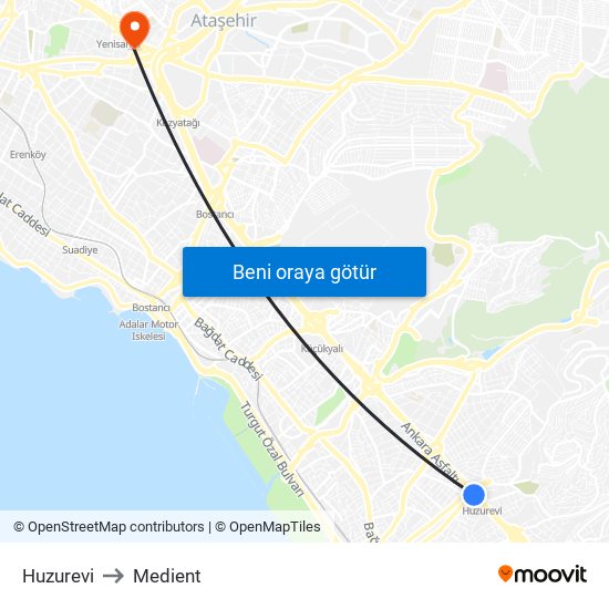 Huzurevi to Medient map