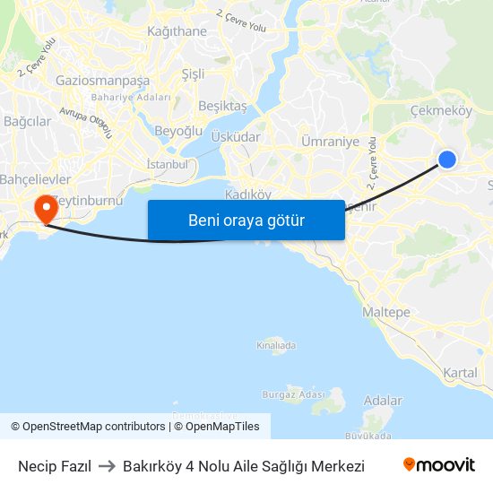 Necip Fazıl to Bakırköy 4 Nolu Aile Sağlığı Merkezi map