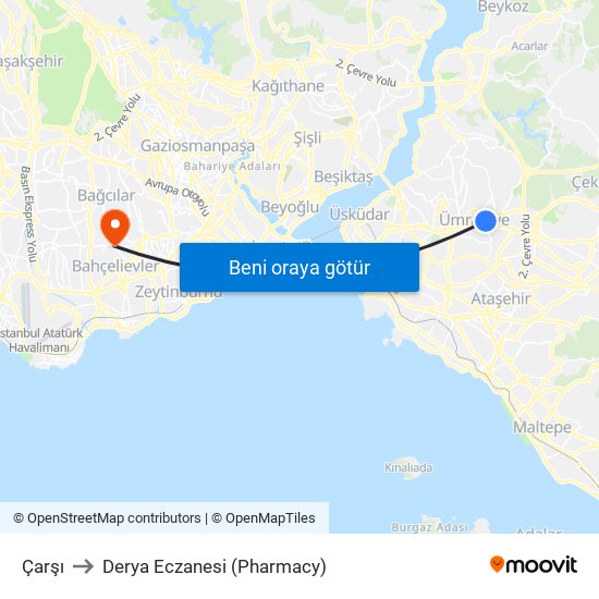 Çarşı to Derya Eczanesi (Pharmacy) map