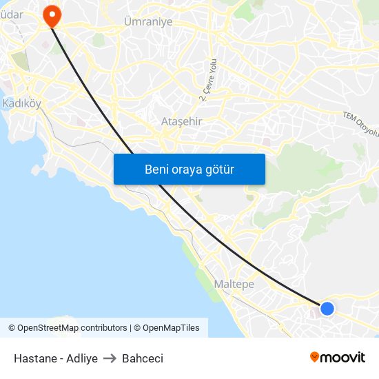 Hastane - Adliye to Bahceci map