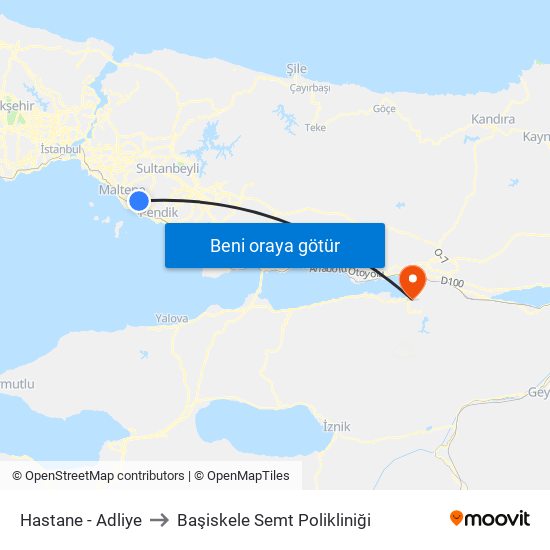 Hastane - Adliye to Başiskele Semt Polikliniği map