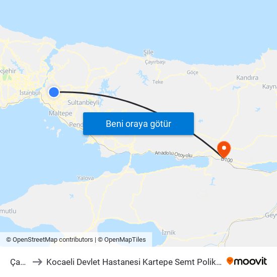 Çarşı to Kocaeli Devlet Hastanesi Kartepe Semt Polikliniği map