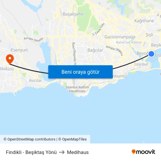 Fındıklı - Beşiktaş Yönü to Medihaus map