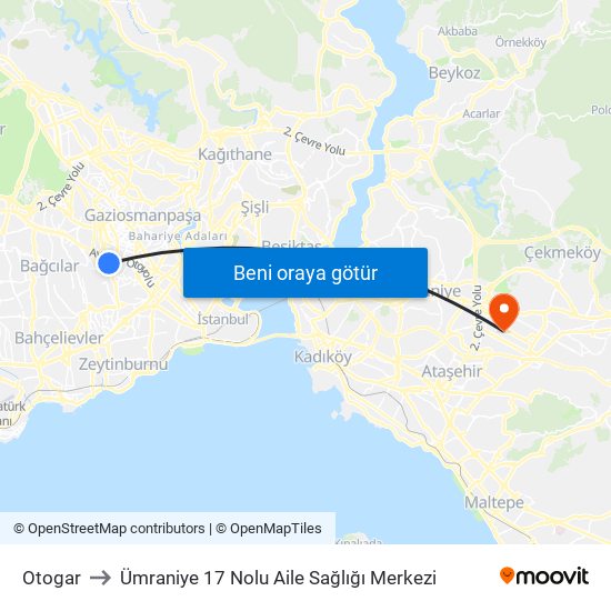 Otogar to Ümraniye 17 Nolu Aile Sağlığı Merkezi map