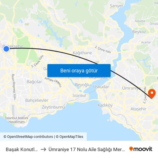 Başak Konutları to Ümraniye 17 Nolu Aile Sağlığı Merkezi map